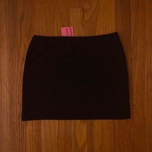 Black cotton low rise mini skirt